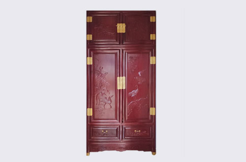 厚街镇高端中式家居装修深红色纯实木衣柜