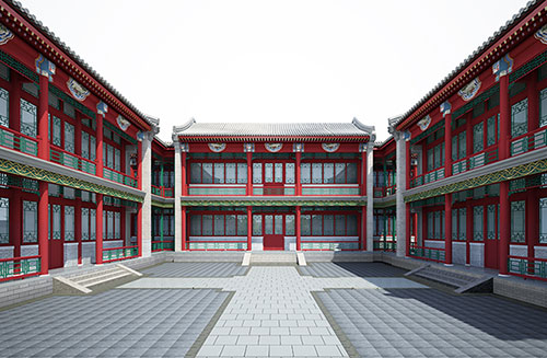 厚街镇北京四合院设计古建筑鸟瞰图展示